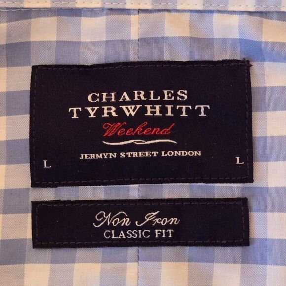Charles Tyrwhitt Mens Classic Gingham Weekend Button Down Shirt Blue White Large - Picture 2 of 11